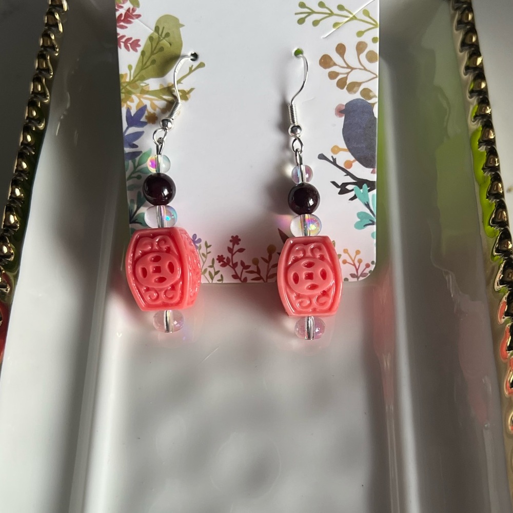 Pink and Silver Women's Earrings